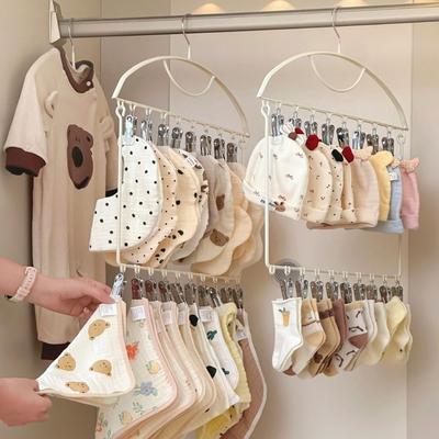 18 Clips Socks Drying Rack Stainless Steel Folding Underwear Drying Clips Space Saving Windproof Hanging Clothes Hanger