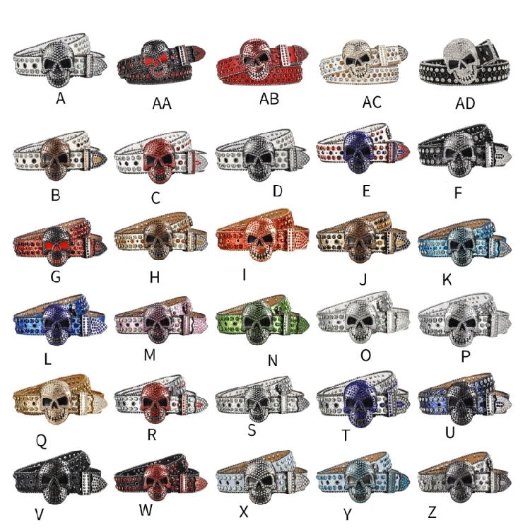 Eleganter Kristallgürtel Frau Eleganter Totenkopf Nietengürtel Goth Dekogürtel