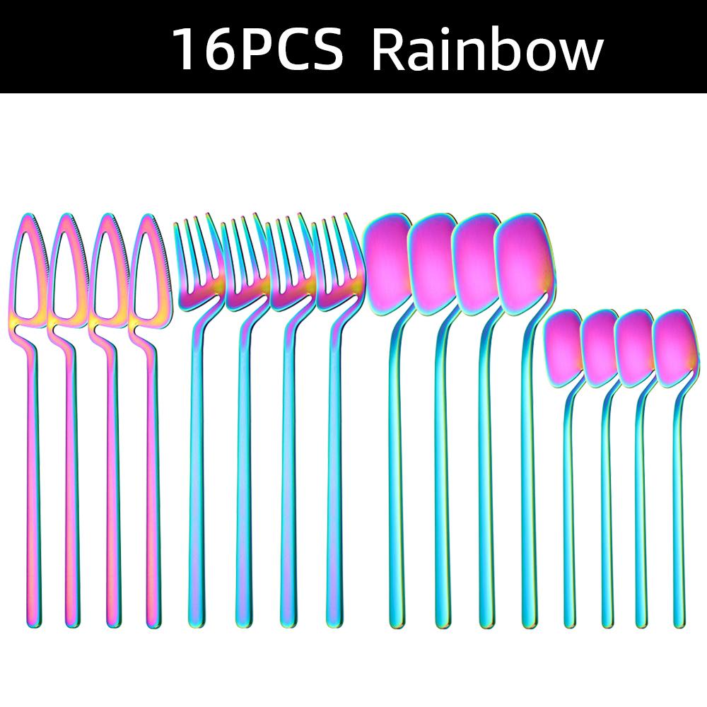 16Pcs Black Cutlery Set Stainless Steel Steak Cutlery Cutlery Western Cutlery Dishwasher Safe Kitchen Tableware Set