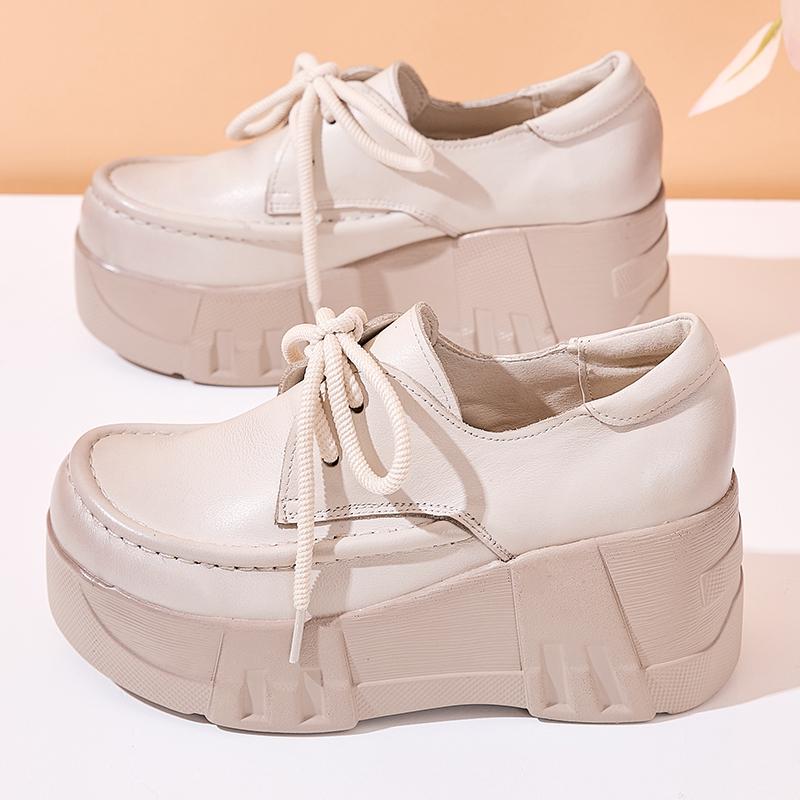 

Модные туфли-лодочки из натуральной кожи GKTINOO 2025 Весна Новинка Женская обувь на толстой подошве Ретро Удобные туфли-клинья на платформе с круглым носком 250