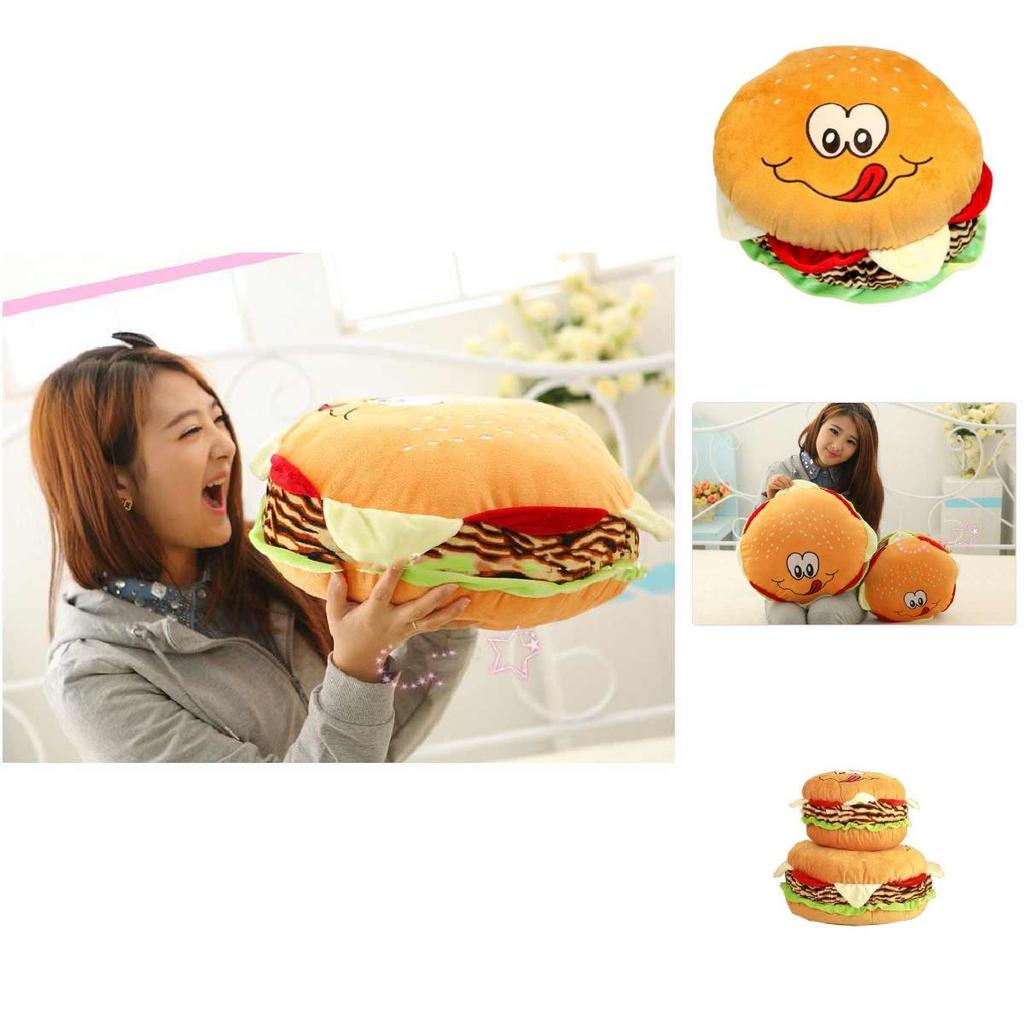 Creative Plush Toy Hamburger Cushion With Pp Cotton Filling For Kids Comfort And Gift