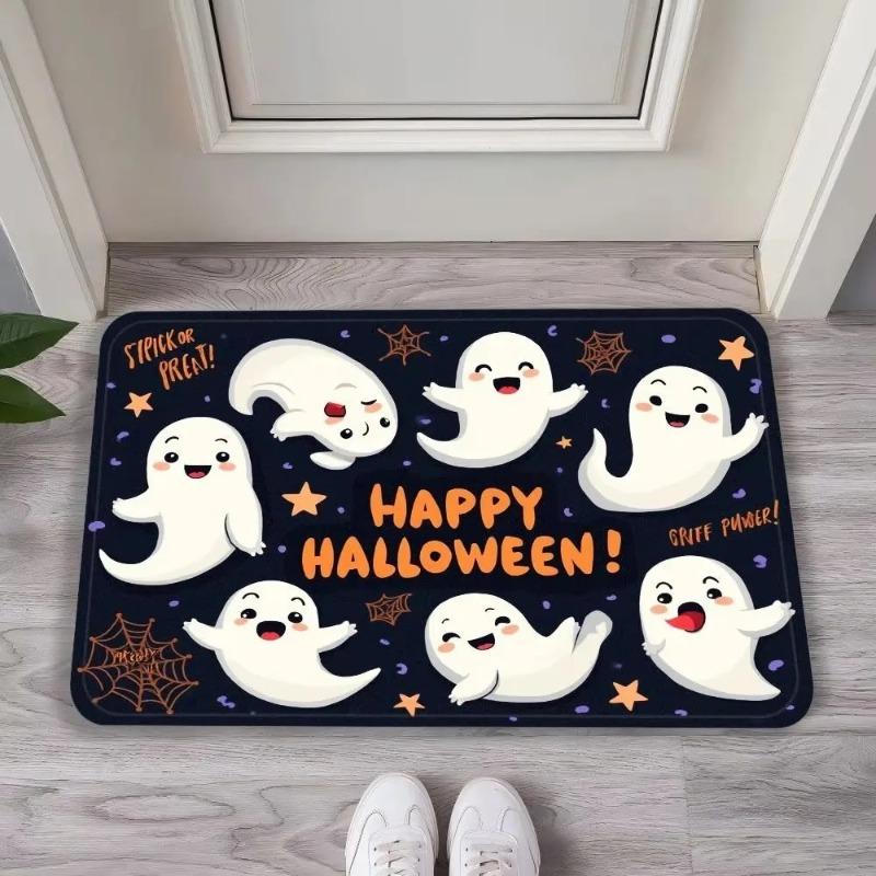 Halloween Pumpkin Cute Ghost Carpet Porch Entrance Living Room Anti Slip Mat Home Decoration Carpet Halloween Gift