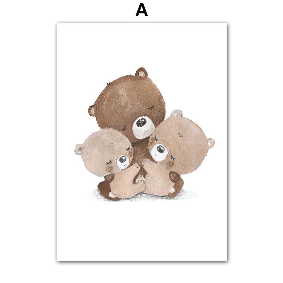 Bear Elephant Kangaroo Rabbit Bird Snail Wall Art Canvas Painting Nordic Posters And Prints Animal Wall Pictures Kids Room Decor