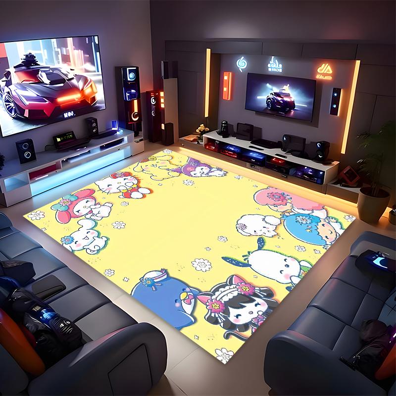 1pc Sanrio1 Print Area Rug - Soft, Washable Non-Slip Indoor Mat for Office Chairs, Living Room, Home Office Decorative Rug