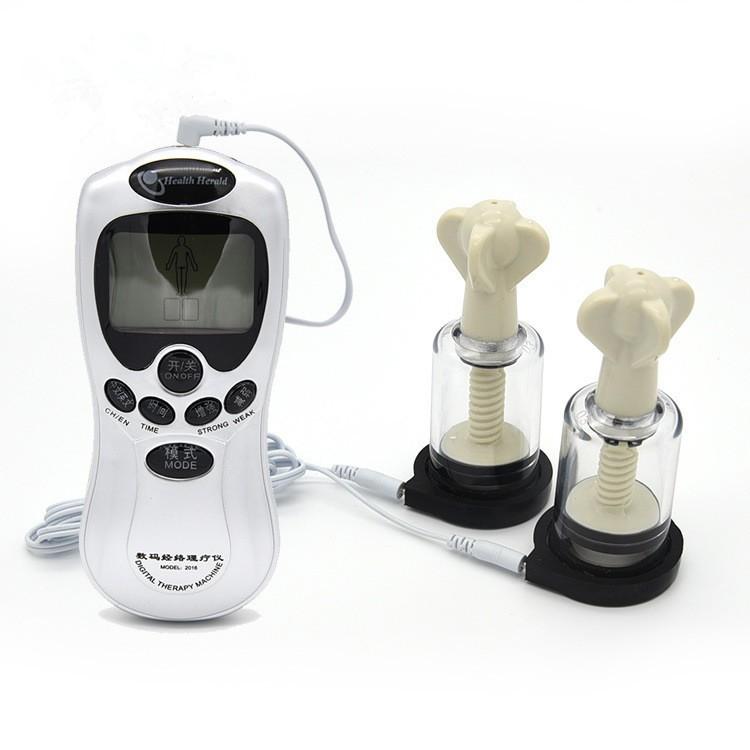Electric Shock Nipple Vacuum Sucker Pump BDSM Bondage Electric Stimulation Physiotherapy Breast Booster Adult Sex Toys for Women