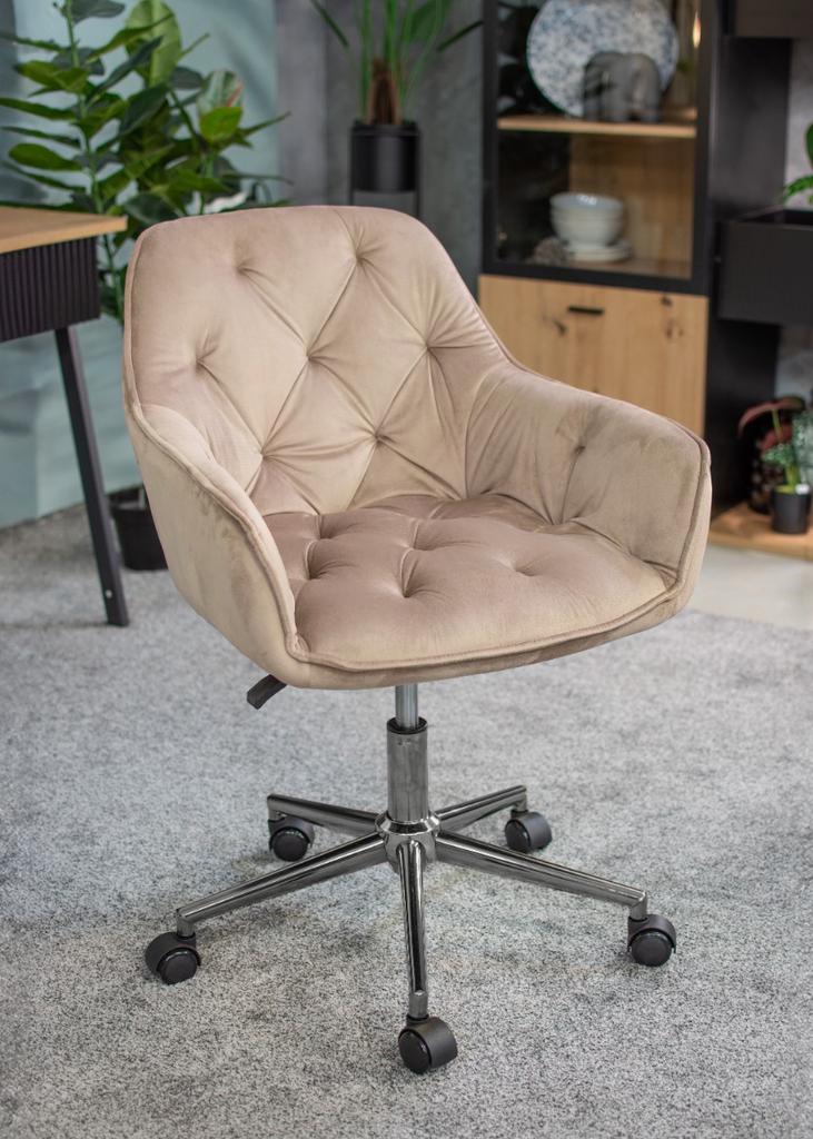 Beige LARGO armchair on a silver foot