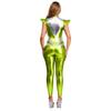 Macacão Alien Metálico Iridescente Feminino Manga Voadora Calças Compridas Unitard Traje Cosplay Espacial