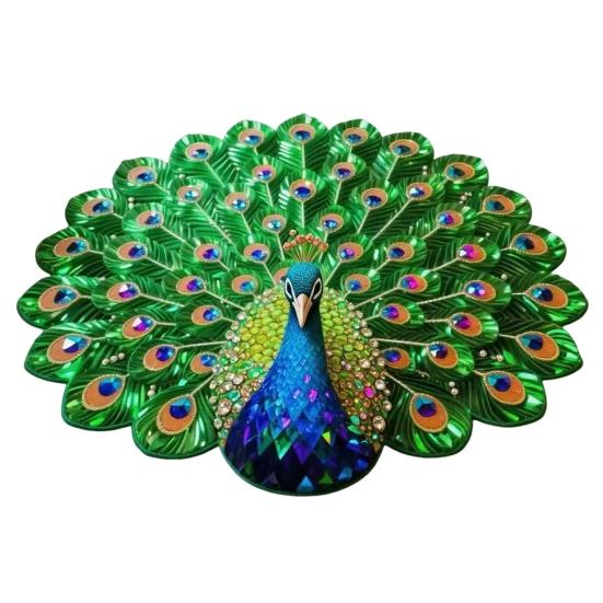 3D Peacock Pattern Plush Rug Non-Slip Backing Easy To Clean Various Sizes Living Room Rug Home Decor