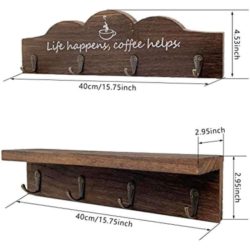 2 Pcs /Set Coffee Cup Holder Kitchen Wall Decor for Farmhouse Decorations Coffee Station Office Decor Mug Organizer Mug Display