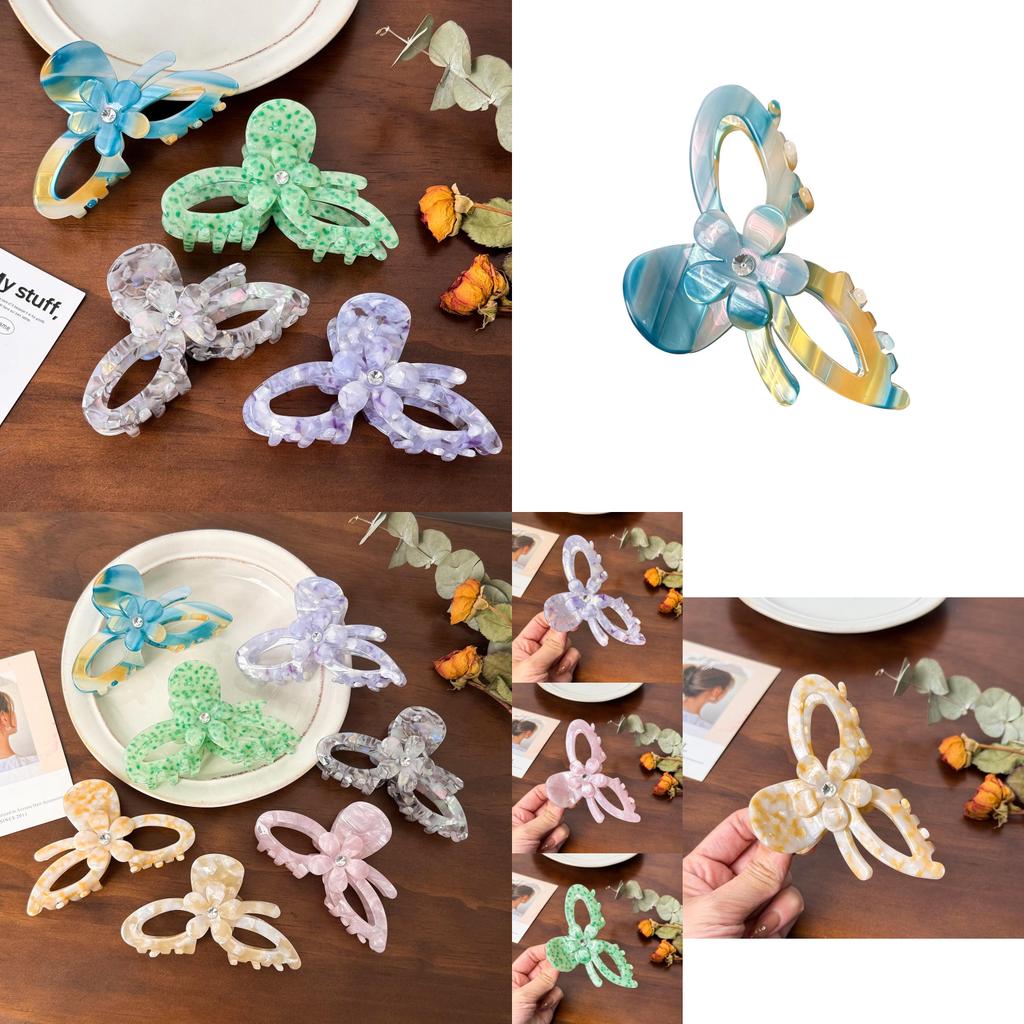 Stylish Oversized Acetate Hair Claw Clip Featuring Charming Floral Embellishments For Women