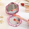 Rose-flowered Small Mirror, Student Portable Folding Mirror, Travel Pocket Mirror, Electroplated Flip Cover Makeup Mirror