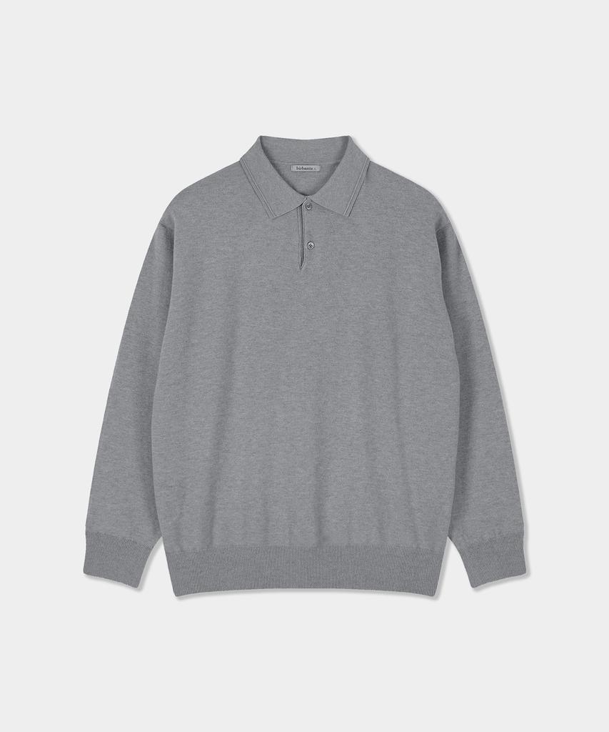 BIRBANTE Soft Washable Line Collar Knit - Gray