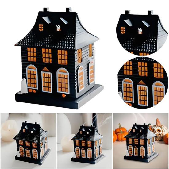 Geister Räuchergefäß Hausform Harz Spukhaus Kegelräuchergefäß Halloween Dekoration Heimduft Ornament