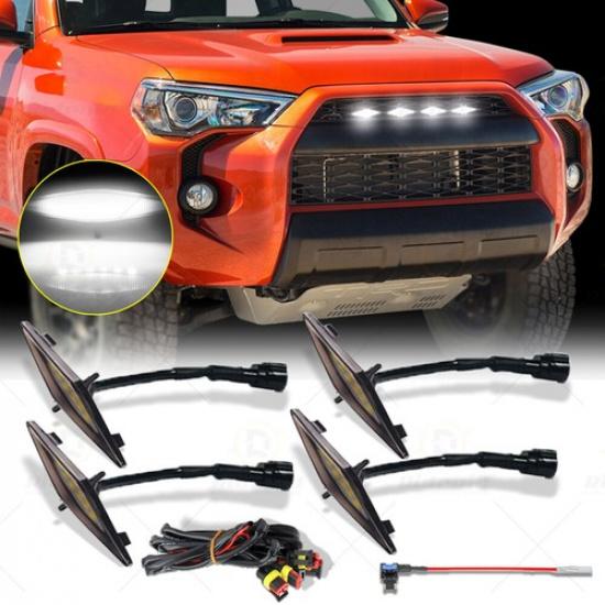4x Комплект светодиодных белых огней для решетки в стиле Raptor Для Toyota 4Runner TRD Pro 2014-