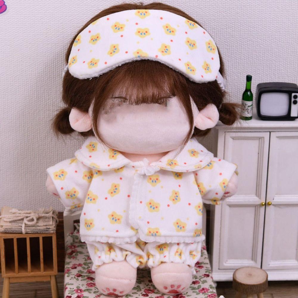 20cm Doll Pajamas Suit Shirt Shorts Patch Mini Blouse Pants Set Doll Clothes  Cotton Stuffed Doll