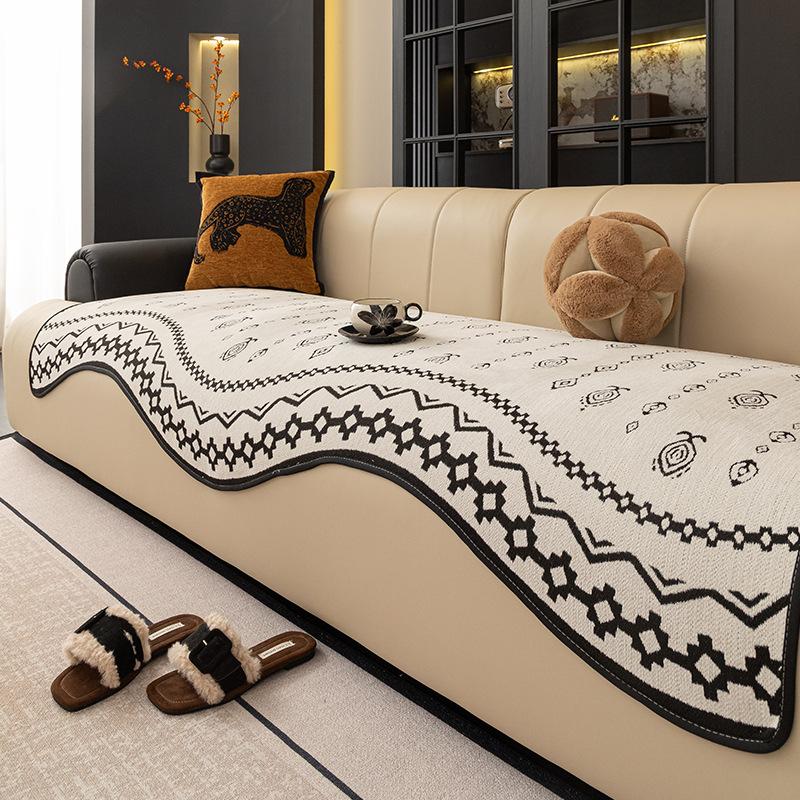 

New Sofa Cushion Four Seasons Universal Fixed Non-Slip Light Luxury High-End Straight Row Leather Sofa Cover Cushion 90*90cm