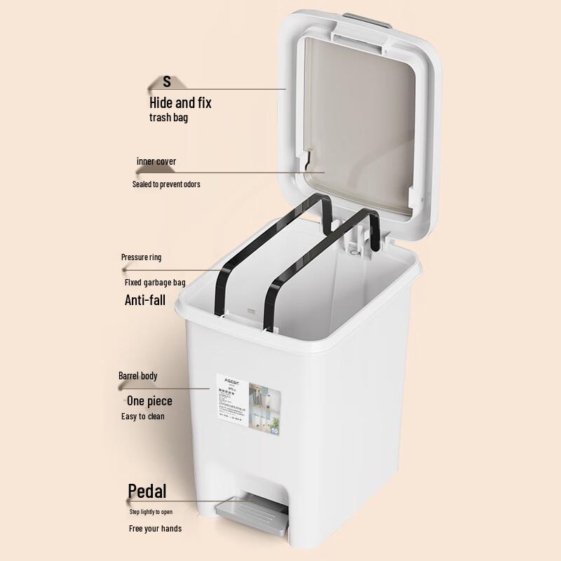ZuoZhou 8L Foot Pedal Home Trash Can