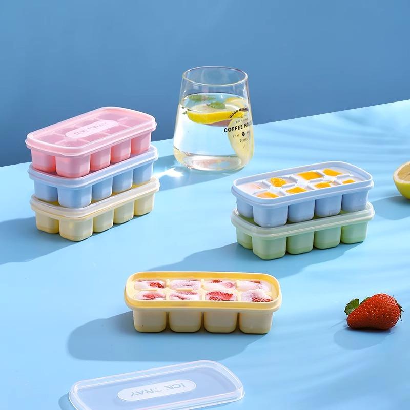8Grid Silicone Press Ice Cube Trays Square Block Ice Cube Mold for Frozen Food Mini Ice Cream Pastry Box Molds Summer Gadgets1PC