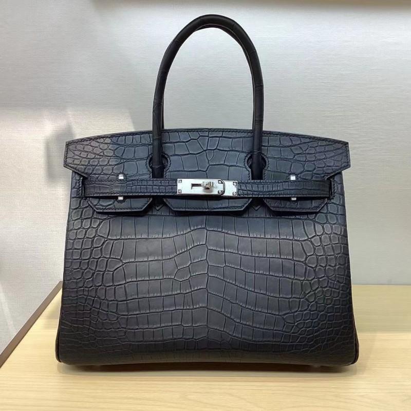 

Yi Jinyuan 2023 Formal Dress 30bk Platinum Bag Alligator Tattoo Silver Buckle Cowhide Lock-up Handbag Authentic Leather Women s