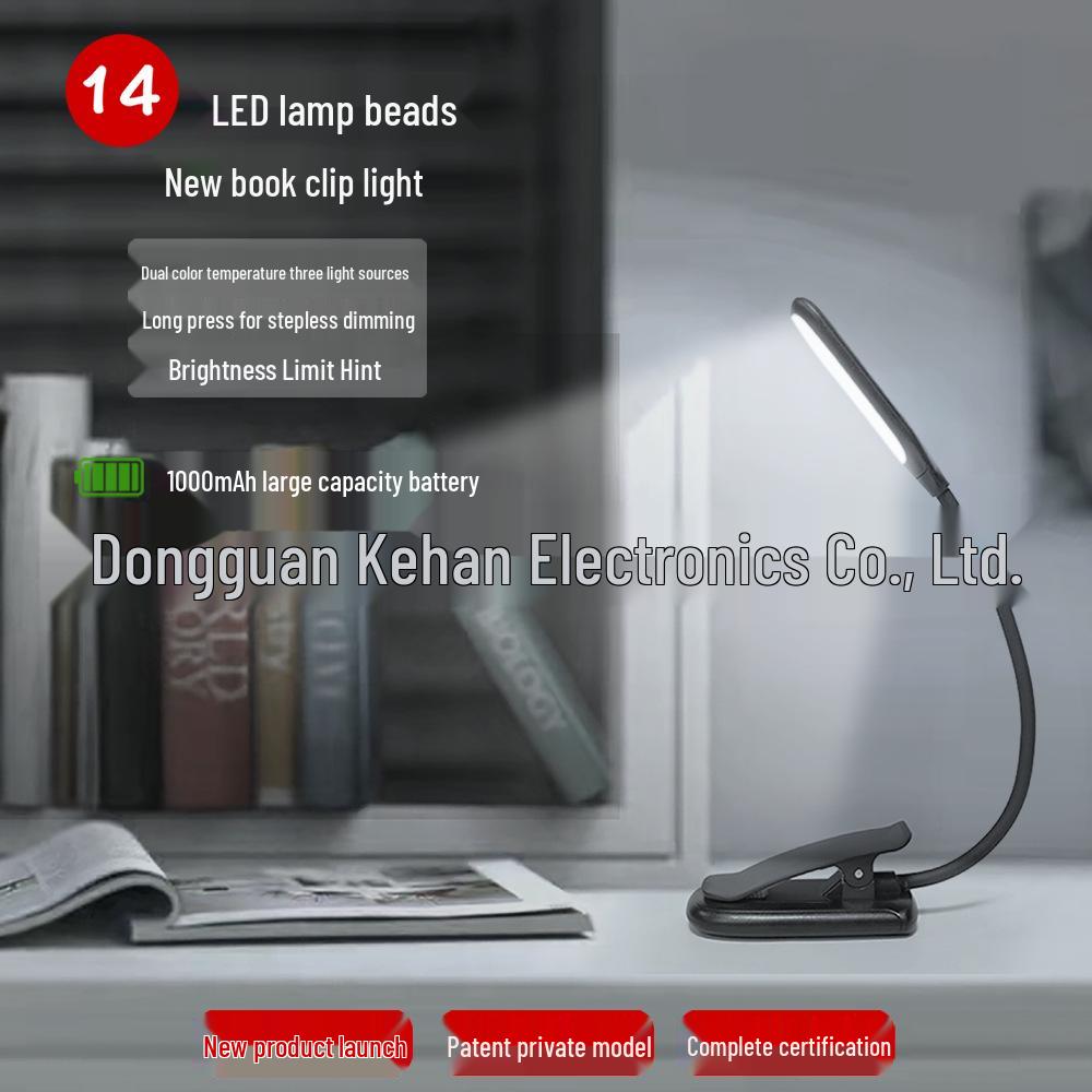 USB Rechargeable LED Clip-On Desk Lamp - Eye Protection Book Light for Dorms
