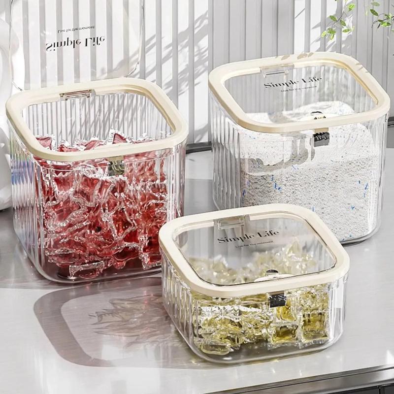 1 Pezzo Contenitore per Pod Detersivo Scatola Organizzatrice per Lavanderia, Contenitore per Detersivo in Polvere per Perle Detersivo, Detersivo in Polvere, Conservazione