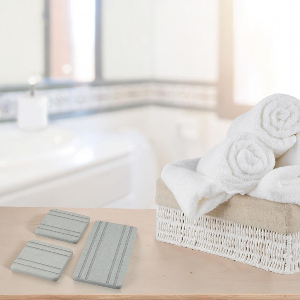 3Pcs Water Absorbing Stone Tray Diatomite Coasters Drying Tray For Sink Bathroom