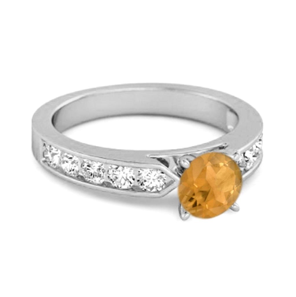 Citrine Round Solitaire Statement Ring- 925 Sterling Silver