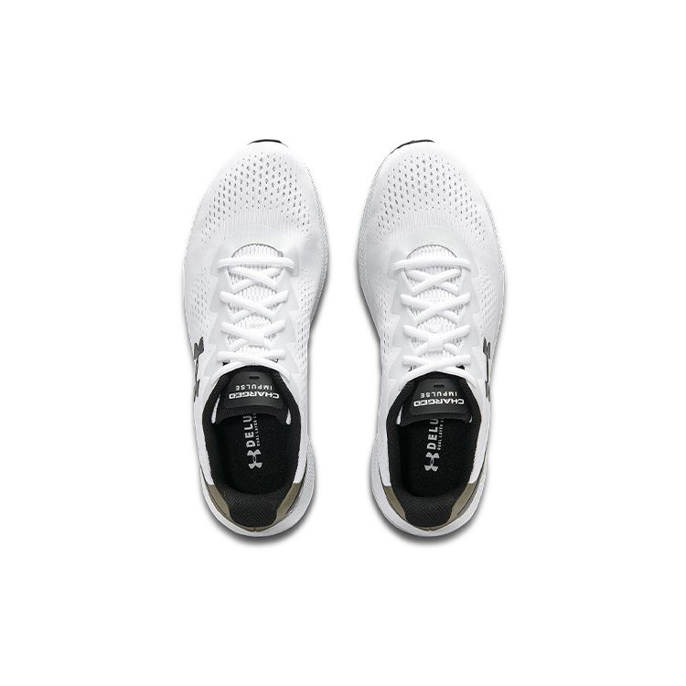 Under Armour Charged Impulse 2 Round Toe Comfortable Fabric Synthetic Leather Low Top Running Shoes Men sneaker White 3024136-100