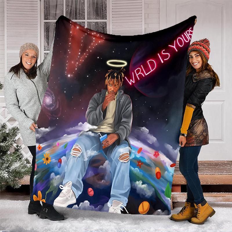 Juice WRLD printed throw blanket—soft,warm;versatile blanket for all seasons—perfect as &air-conditioning throw,nap blanket