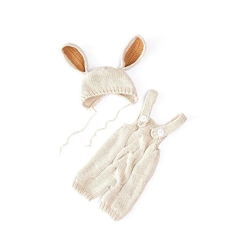 Gehäkelte Strick-Neugeborenen-Fotografie-Requisiten - Entzückendes Häschen-Kostüm-Outfit Essentielle Requisiten für Babys süße Fotoshootings