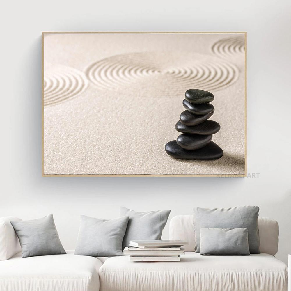 MODOJOART 2 Piezas De Lienzo Zen Para Pared, Flores Blancas Y Piedras Negras, Impresiones De Meditación, Lienzo De Arte Para Baño, Yoga, Meditación, Spa, Decoración De Habitación (obra De Arte-01, 20