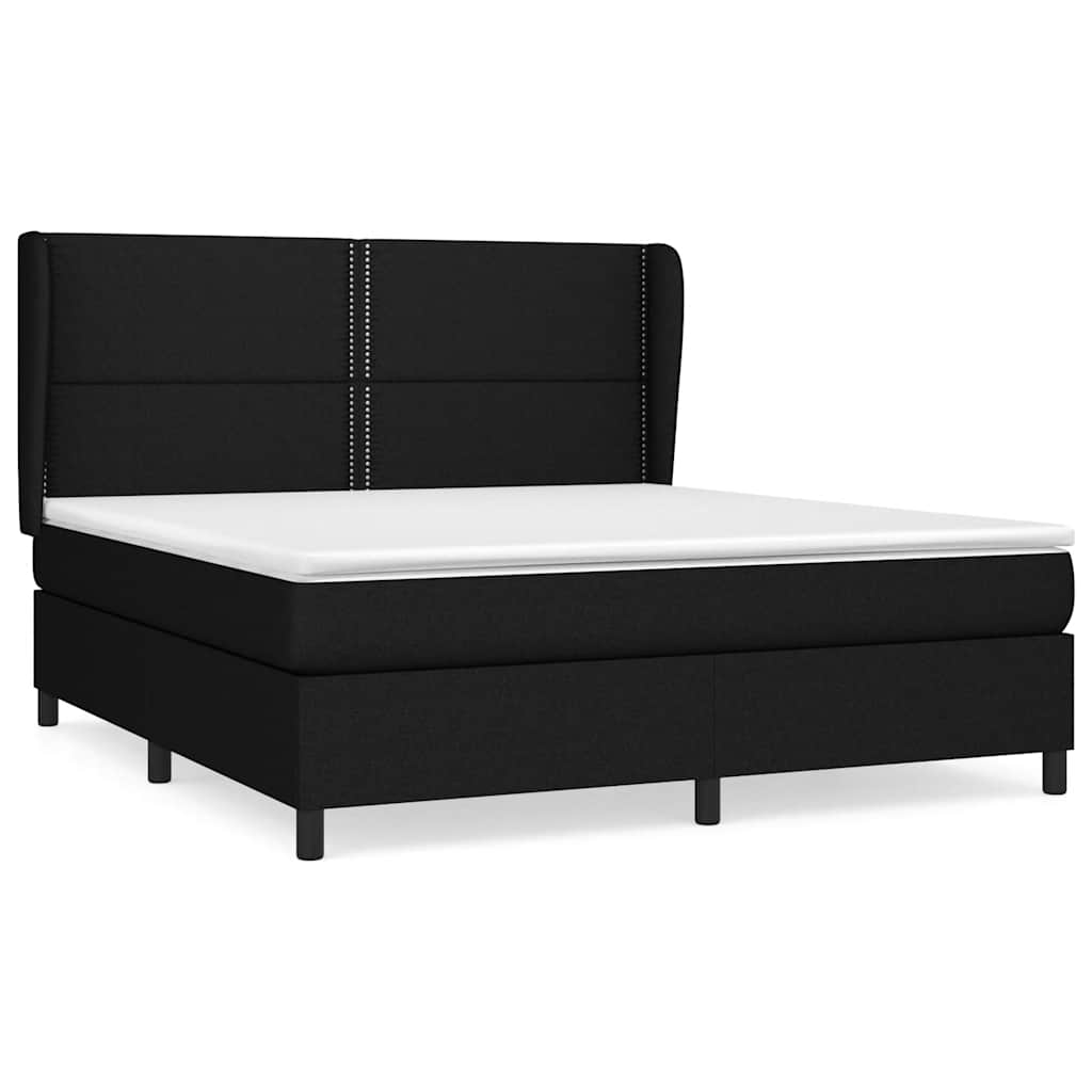 Box Spring Bed with Mattress Black 180 x 200 cm Fabric