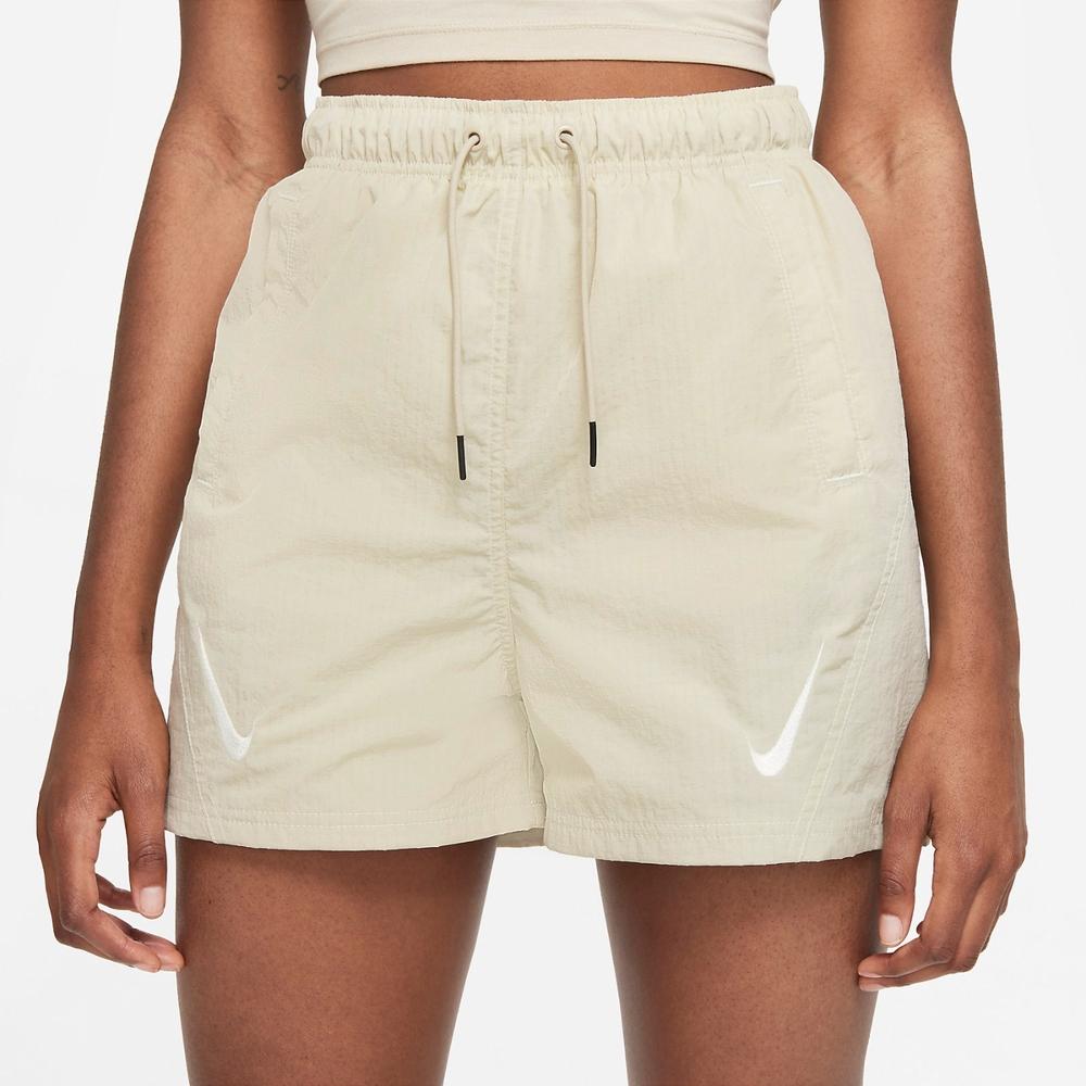 Nike Sportswear Swoosh Logo Pattern Drawstring Solid Regular Shorts Women Shorts Khaki DD5593-206