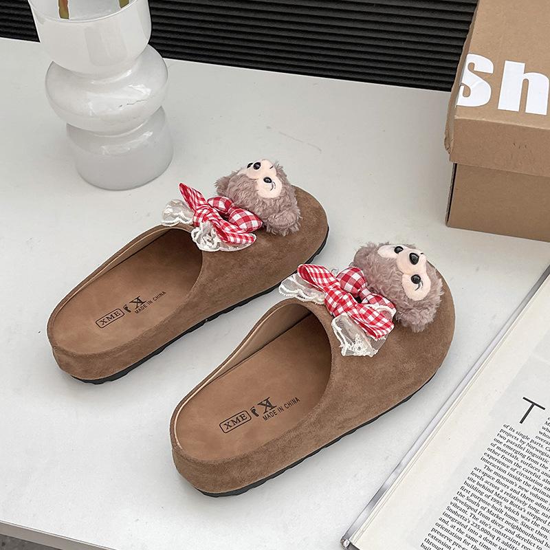 Cartoon cute slippers women wear bag head cool slippers new soft bottom versatile half slippers women