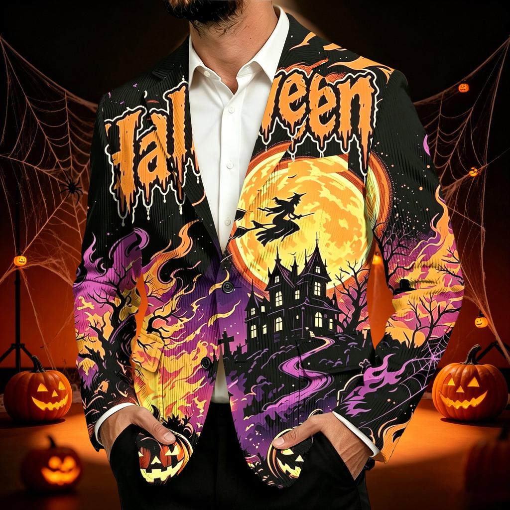 Herren Corduroy Business Casual mit Halloween-Print für Partys und den täglichen Gebrauch