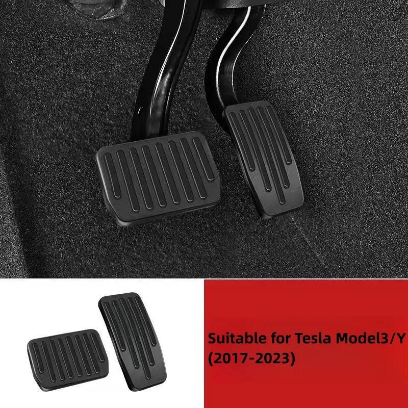 Futhope Car Foot Pedal Pads Covers For Tesla Model 3 Y Highland 2025-2025 Litchi Grain Anti Slip Accelerator Brake Rest Pedal