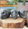 Crystal Carved Skull Flame Stone Statue - Halloween Horror Ornament Collection