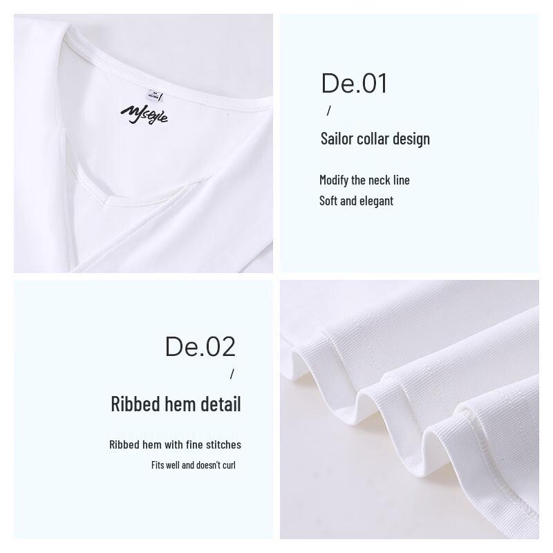 MJ STYLE Women's Navy Collar Slim Fit T-Shirt