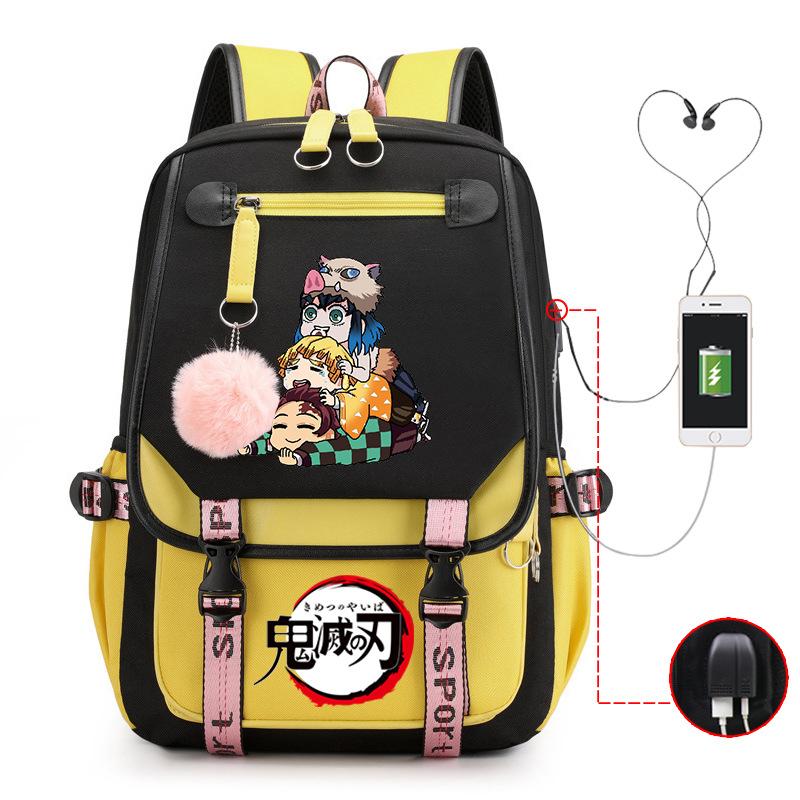 Ghost Annihilation Blade Grade 3-6 Junior High School Student High School Student School Bag Strap USB Multifunctional Backpack