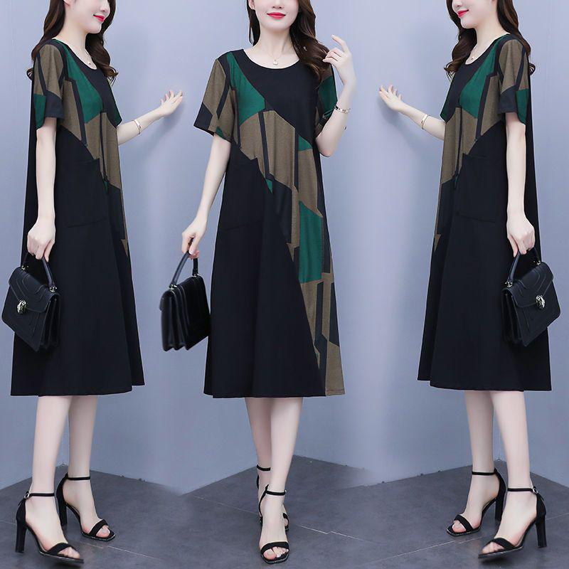 Elegant Women's Plus Size Summer Loose Patchwork Dress