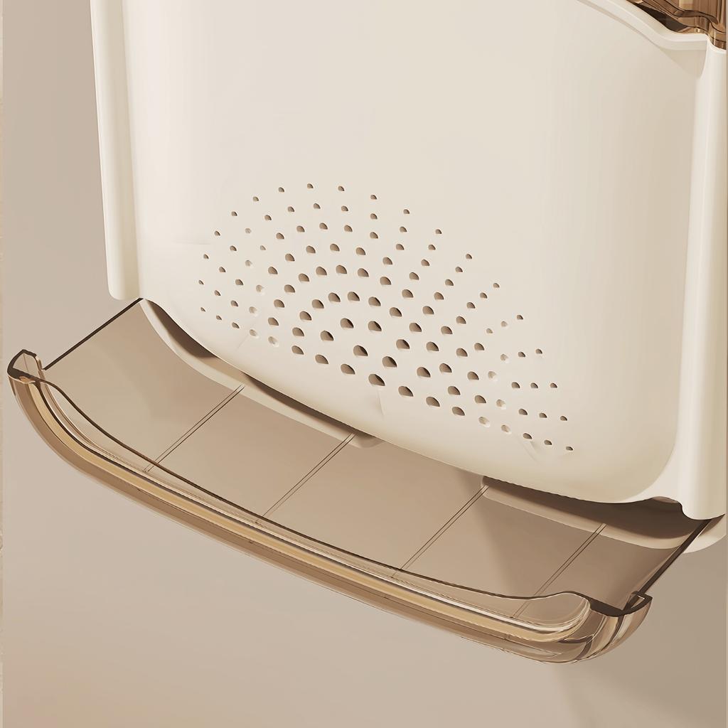 A Wall-Mounted Kitchen Chopstick Holder - a No-Drill Cutlery Storage Box with a Draining Tray, Multifunctional Kitchen Shelf with Hooks, Removable