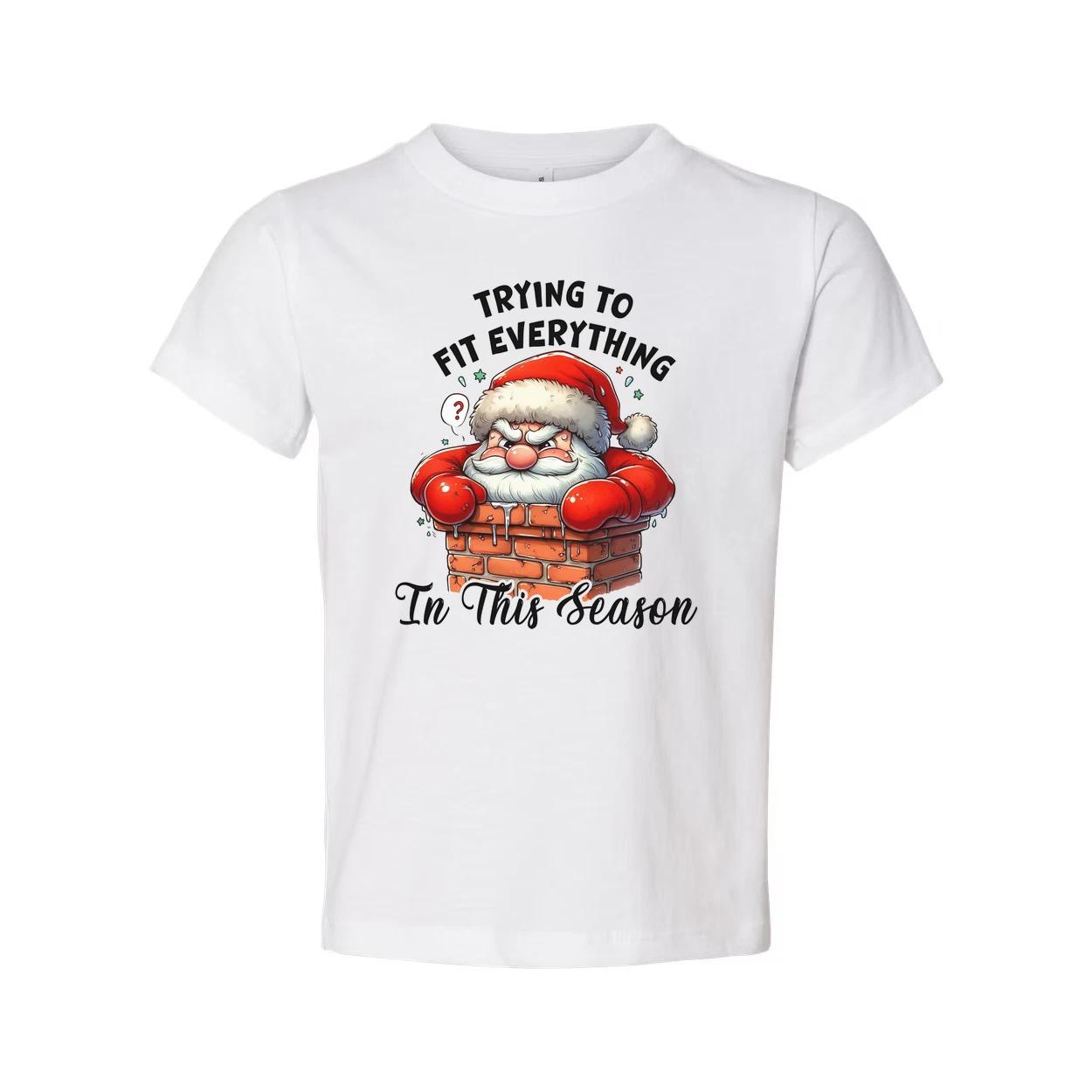 

Unisex T Shirt With Santa In A Brick Chimney And The Phrase Trying To Fit Everyt XL