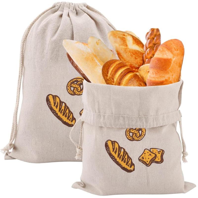 Linen Bread Bag Reusable Bags for Bread Drawstring Bags Homemade Artisan Bread Storage Bag Food Storage Containers