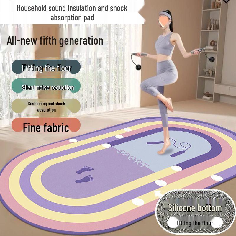 Shock Absorption Yoga & Jump Rope Mat - Thick, Wide, Non-Slip, Soundproof for Home Fitness