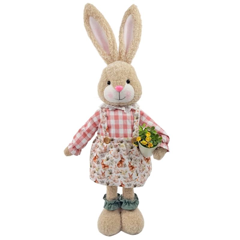 

Telescoping Fabric Easter Rabbit Decoration Height Adjustable Polyester Hare Ornament for Tabletop Garden Decoration