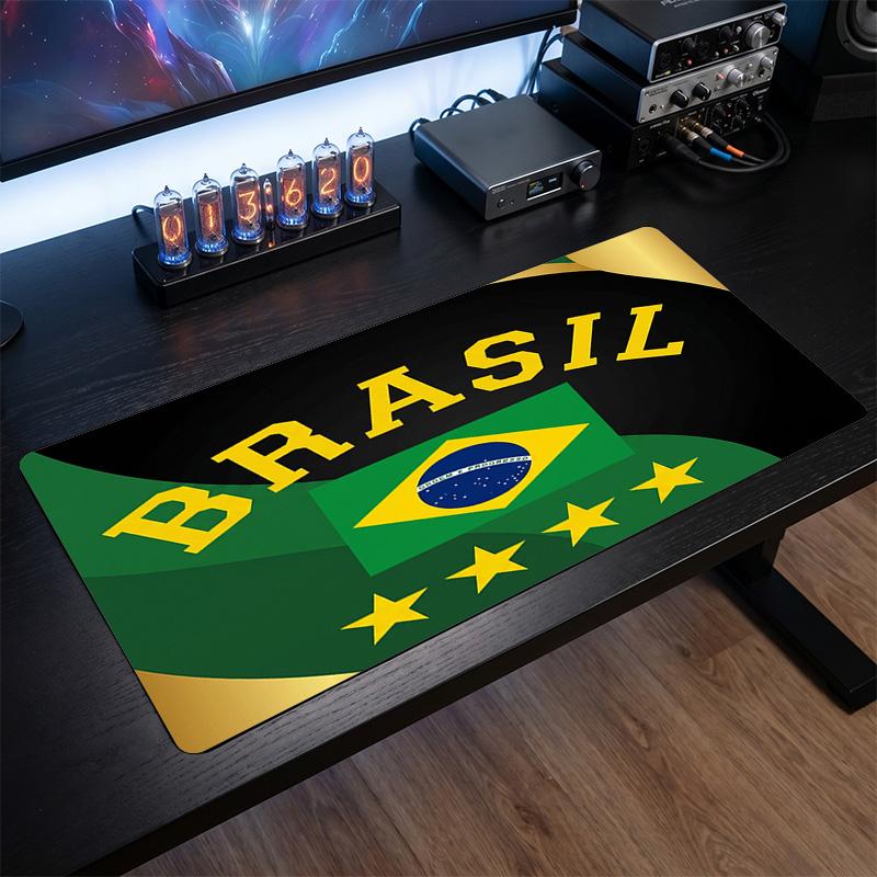 Brazil Football Crest Mouse Pad, Extended Non Slip Rubber Desk Mat for Gaming Office Laptop Fan Gift