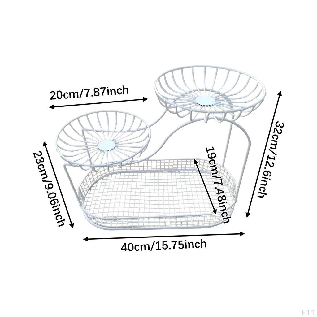 Countertop Fruit Basket 3 Tier Large Capacity Multipurpose Organizer Metal Mesh for Snack