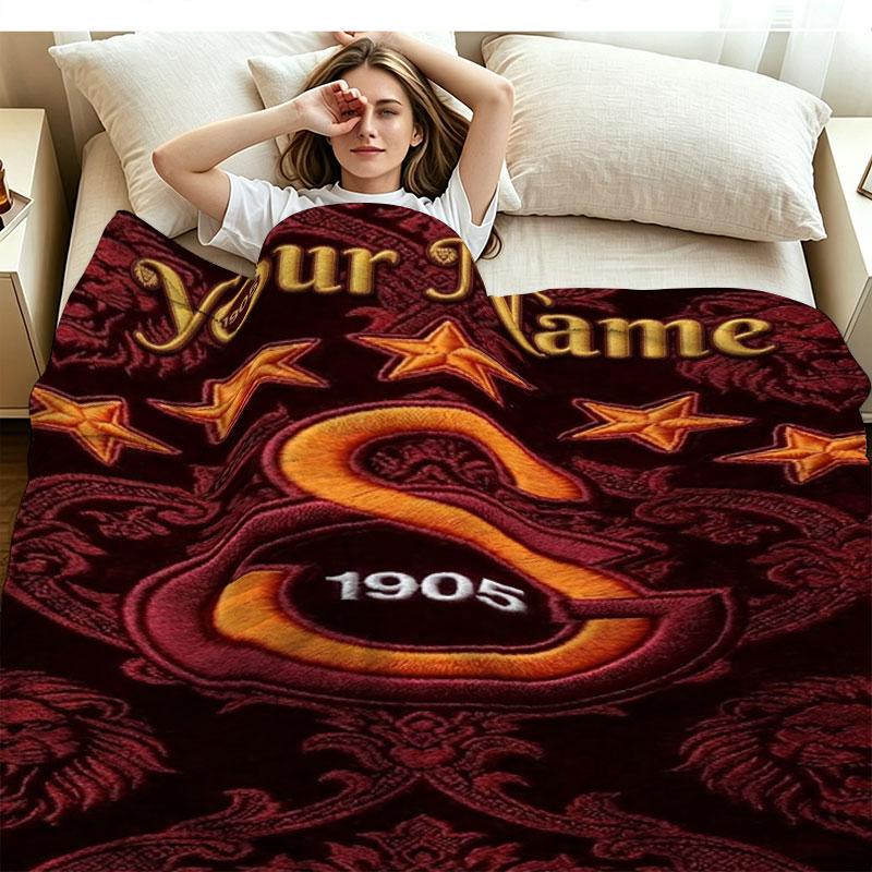 1PC Galatasaray S Custom Name Patterned Flannel Blanket Suitable For All Seasons for Home Decor Warmth and Comfort Gifts Holiday Present