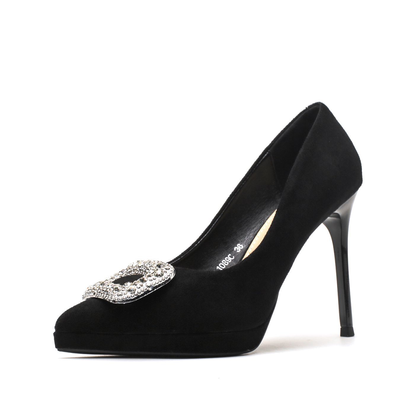 

Водонепроницаемые туфли на высоком каблуке из замши со стразами, остроконечные, банкетное платье, универсальное, для пожилых людей 40