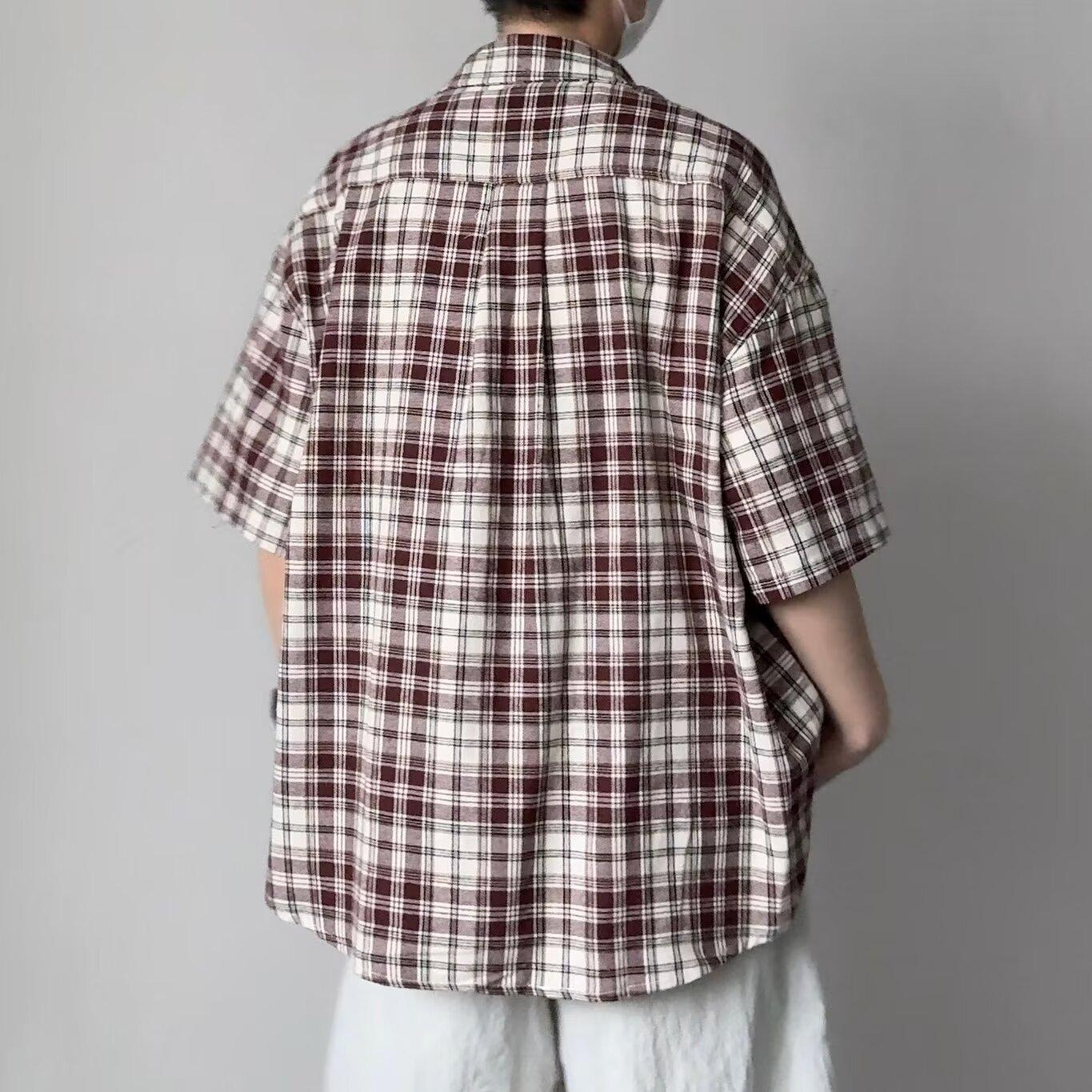 

Летняя новая рубашка с цветными лацканами в клетку с японским ретро-украшением на карманах, рубашка с короткими рукавами 2XL красный